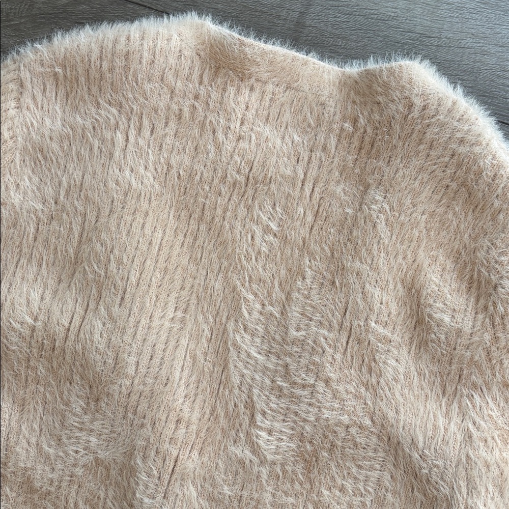 Industry Republic Clothing Cozy Faux Fur Fuzzy Knit Button Front Ribbed Cardigan - Picture 10 of 11
